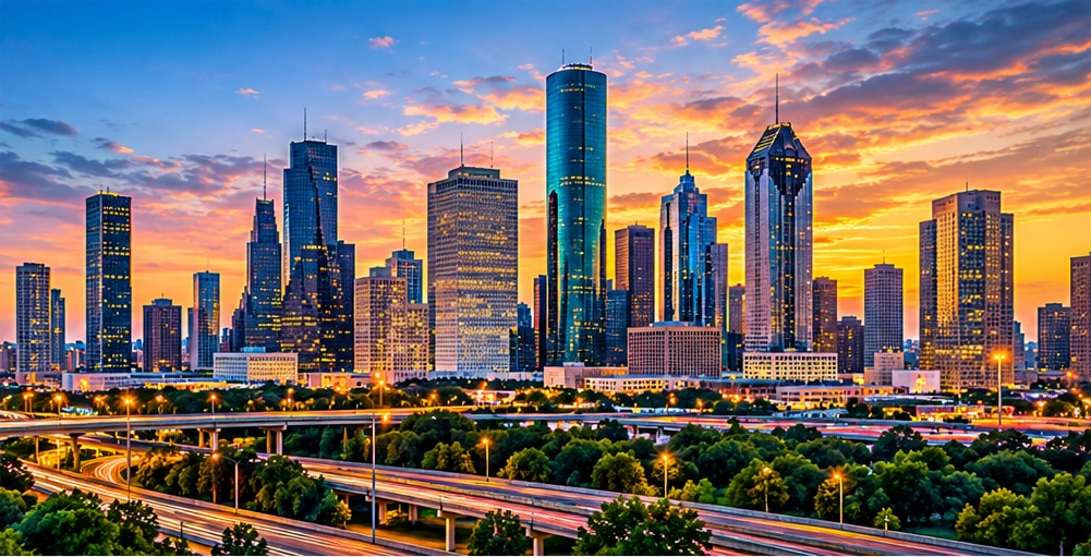 Houston-themed skyline visualization